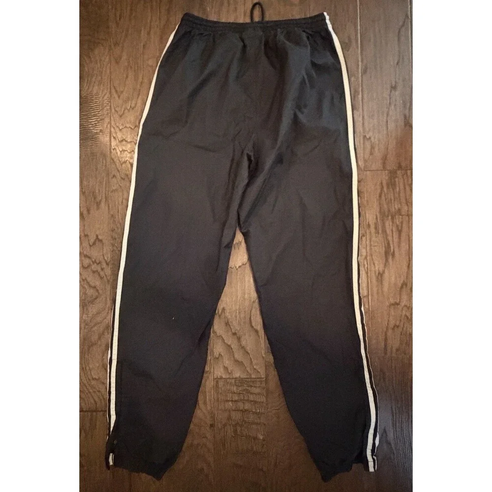 Vintage 90s Adidas Black Nylon Track Pants- Large, Windbreaker, Ankle Zip